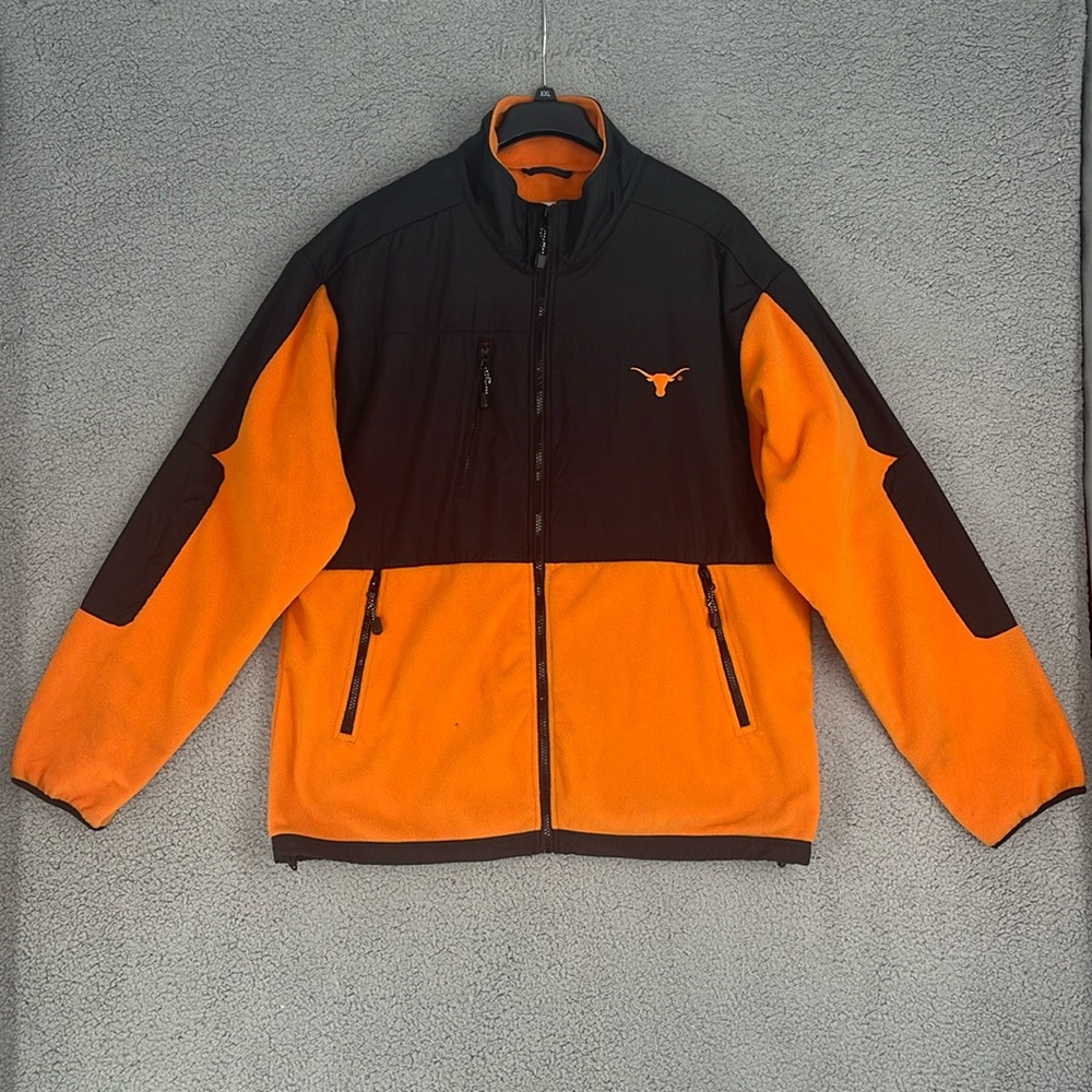 Texas Longhorns Orange & Black nylon & fleece zip up long sleeve jacket men’s XL